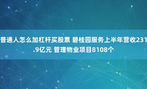 普通人怎么加杠杆买股票 碧桂园服务上半年营收231.9亿元 管理物业项目8108个